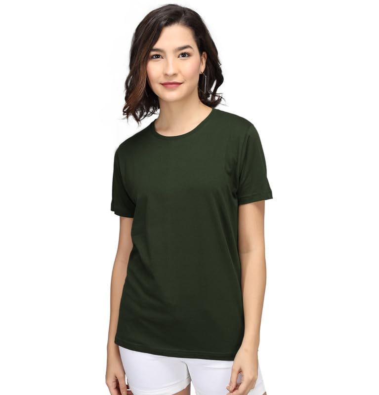 Image of Sleepynuts Women Boyfriend Plain Round Neck Half Sleeve T-Shirt