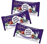 CADBURY Mini Snowballs Milk Chocolate Candy with Crisp Sugar Shell, Christmas Theme, 9 oz, 3 Bags
