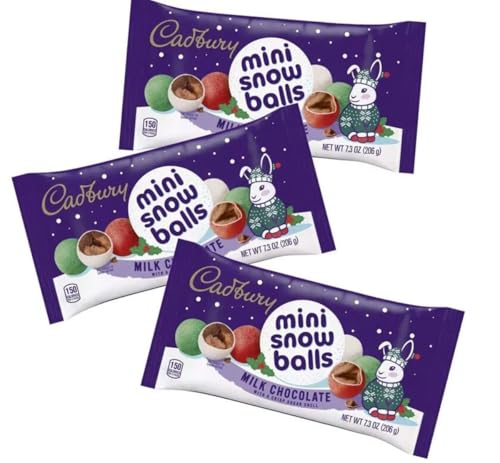 CADBURY Mini Snowballs Milk Chocolate Candy with Crisp...