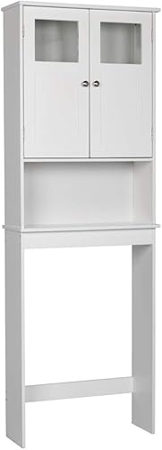 Vasitelan Gabinete de baño sobre inodoro, armario de almacenamiento de baño con puertas de vidrio y estantes ajustables, armario de almacenamiento