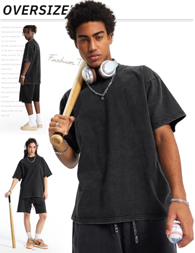 Image of Arssm Men Oversized T Shirts Vintage Tee Loose Fit Short Sleeve Casual Streetwear Baggy Washed Unisex Tops