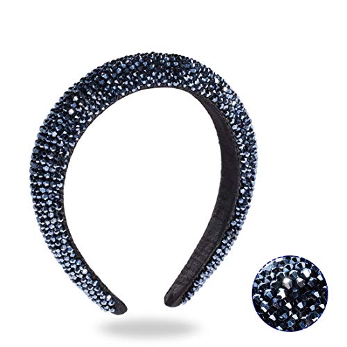 Hetianmei Rhinestone Headbands for Women，Jewel Headband，Bling Diamond Headbands Crystal Fashion Sparkly Jeweled Thick Headbands for Woman (Blue)