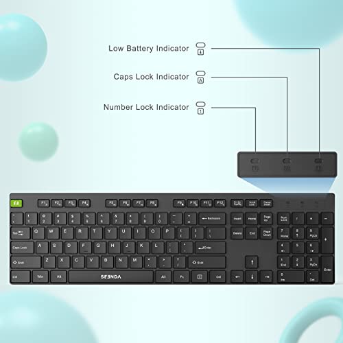 Image of seenda Wireless Keyboard and Mouse Set, 2.4GHz USB Keyboard and Mouse Combo Full Size US Layout, with Number Pad, for Windows XP /7 /8 /10 /11, MacBook, PCs, Laptops, Black