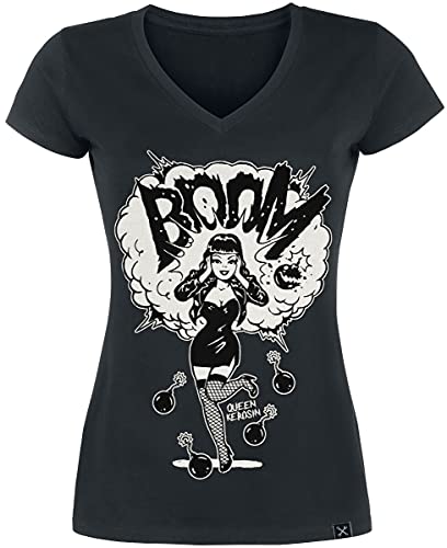 Queen Kerosin Boom Femme T-Shirt Manches Courtes Noir M Cover