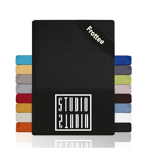 STUDIO Basic Rizo Sábana Bajera Ajustable 160x200, algodón Esponjoso y Suave, Oeko-Tex 100, Calidad de Marca Sábana Bajera Elásticas Felpa 160 x 200 cm Altura del colchón 15-25 cm- Antracita