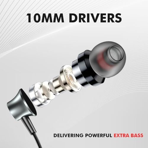 Image of Humble in Ear Wired Earphones with Mic for Type-C Port,10Mm Dynamic Drivers for Enhanced Bass,in Line Controls for Volume and Calls,1.2M Tangle Free Silicone Cable,Wide Compatibility,Metal Alloy Body