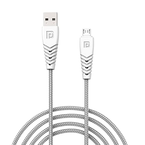 Image of Portronics Konnect B Micro USB Cables For Fast Charging & Data Sync 3.0 Amp with PVC Heads I Nylon Braided I 1 mtr(White)