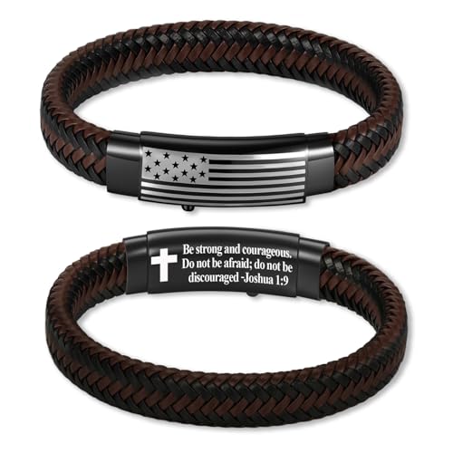 Pulsera de cuero con bandera americana para niños y hombres miniatura 1