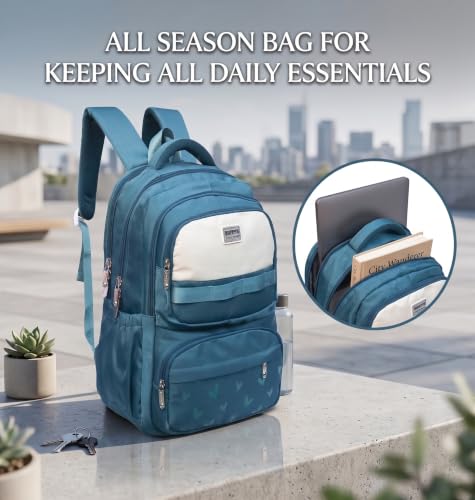 Image of ADSON kawaii Girls Travel School Bag|Backpack Of Large Capacity Aesthetic Stylish Girls Korean Laptop Bag Rucksack for School |College Bags Cute Bookbag for Teens Water Resistance 18 Inches