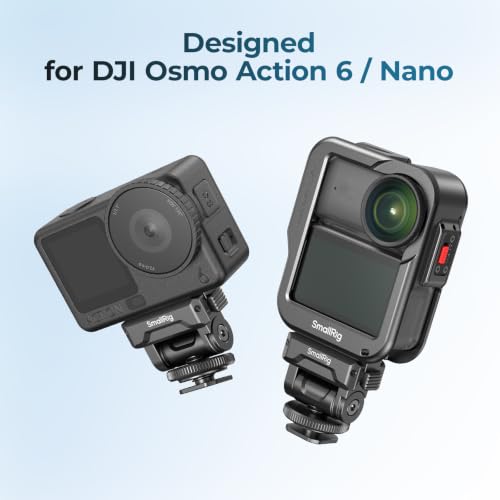 Image of SMALLRIG Quick-Release Cold Shoe Mount for DJI Osmo Action 6 / Nano, Features a 1 /4 inch-20 Threaded Hole and Cold Shoe, Supports 160 Tilt Swivel, for Magic Hand, Selfie Sticks, Camera Cages, 6440