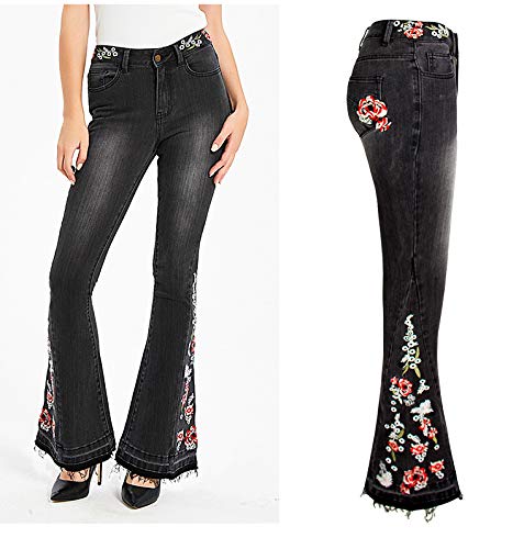 Bell Bottom Jeans for Women Flared Jeans Floral Embroidered Jeans 70s Outfits Bootcut Jeans Wide Leg Denim Pants4