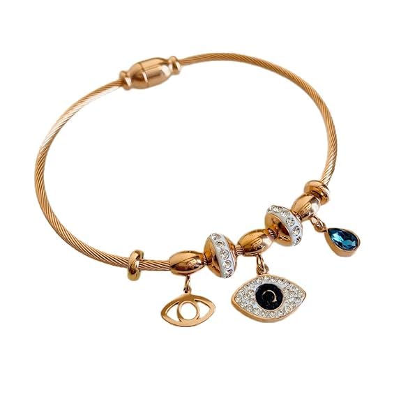 MEENAZ evil eye bracelet for woman Evil Eye Bangles for women Anti Tarnish Stylish Adjustable Bracelet for girls Rose gold Kada for Women Accessories Jewellery Women Girls friendship crystal -733 (B0CY8T29R9) Amazon Price History, Amazon Price Tracker