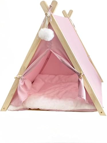 AZIEBAY ペットハウス、小型犬/猫、豪華なマットレス付き、洗える、組み立て簡単、木製、かわいい、スタイリッシュ、絶妙