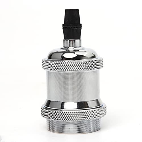 Hotloop Vintage Lampenfassung Metall E27 Solid Glühbirnenfassung Aluminiumlegierung Birnenfassung Edison Glühbirne Adapter für DIY Industrie Retro Hängelampe (Silber) Cover