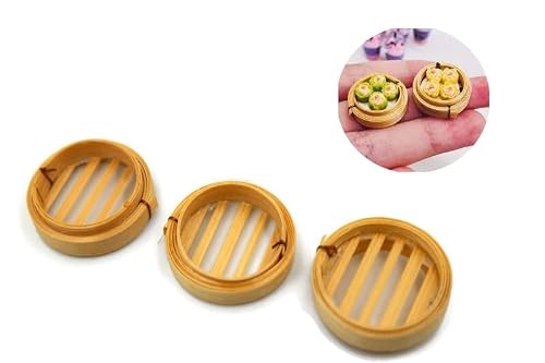 Handmade 6-Piece Dim Sum Bamboo Steamer Figurines – Desktop Zen Décor, Professional Micro-Model Display
