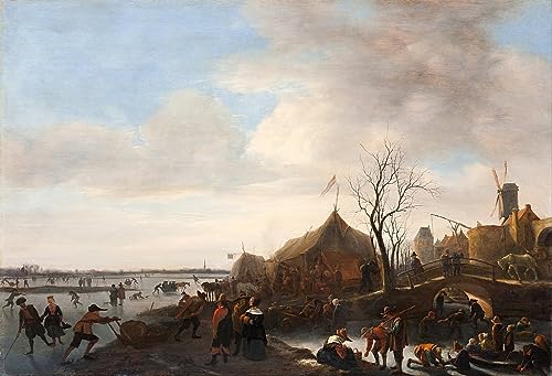 Peinture poster Jan Havickszoon Steen décoration scène d'hiver 60x90cm