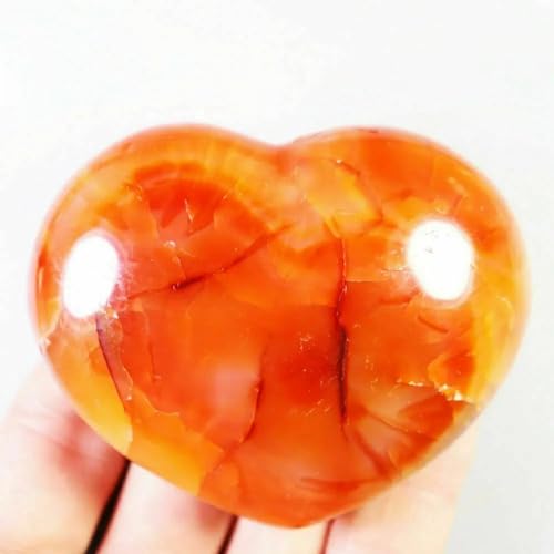 Decorative Ornaments Carnelian Geode Crystal Quartz Agate Heart Polished Minerals (Size : 40-50mm)