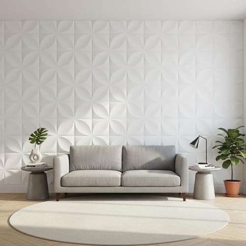 Image of Kayra Decor PVC Panel for Wall Butterfly Design White Color 19.7 inch x 19.7 inch (Pack of 18) - Covers 48.51 Sq. Ft.
