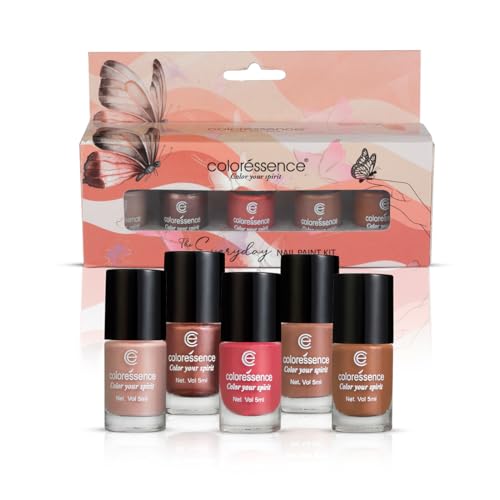 Image of Coloressence Everyday Nail Paint Kit with Pastel & Nude Shades | Chip Resistant and Quick Dry Nail Paints | Set of 5 Nail Paints