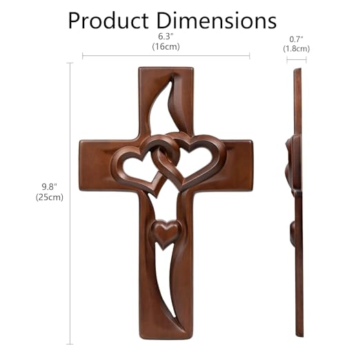 Croix en bois décoration murale rustique marron suspendre
