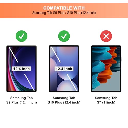 Image of CEDO Tri-Fold for Samsung Tab S9+ Plus / S10+ Plus (12.4 in) Smart Case Flip Cover with Multi Viewing Angles Stand | Pencil Holder | Heat Dissipation | TPU Backcover (Black)