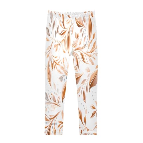Toddler Girls Leggings Printed Yoga Pants Leggings Brown Leaves for Kids