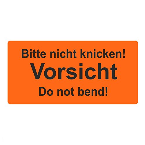 Warnetiketten/Versandetiketten Bitte nicht knicken! Vorsicht Do not bend! auf Rolle - 100 x 50 mm - 500 Stück