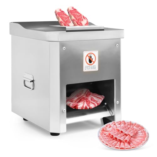 Meat Cutter Machine, 850W, 3mm Thickness, 350 Lb/h, Stainless Steel, Electric Food Cutting Slicer for Home Kitchen, Restaurant, Supermarket