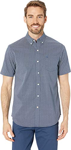 Dockers Men's Classic Fit Short Sleeve Signature Comfort Flex Shirt (Standard and Big & Tall), Ocean Blue Print, XX-Large