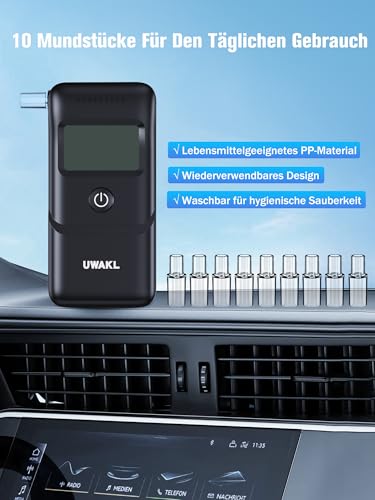 Alkoholtester Polizeigenau Professioneller Alcohol Tester: Hochpräziser Promillemessgerät mit 10 Mundstücken - Tragbarer Promilletester mit… – Ansicht 6