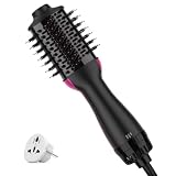 Aopant Dual Voltage Mini Hair Dryer Brush Blow Dryer Brush in One, 110-240V 900W Travel Hot Air...