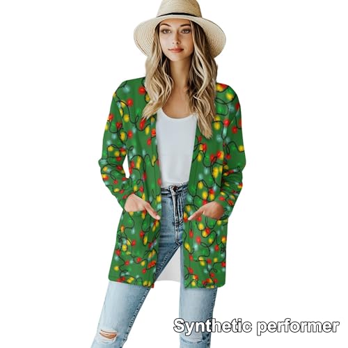 Image of Fall Maple Leaf Cardigan Sweaters for Women Long Sleeve Cardigan Soft Drape Open Front Dusters V-Neck Jackets Dressy