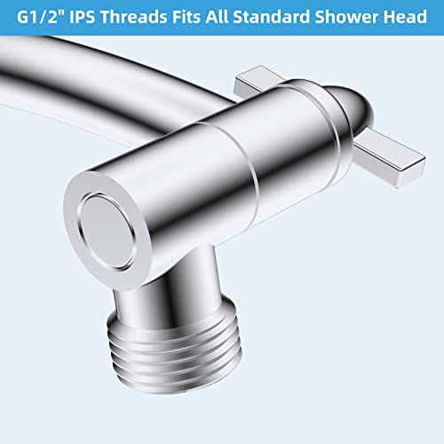 All Metal 16 Inch Shower Head Extension Arm, Solid Brass Flexible Height & Angle Adjustable Shower Arm Extender With Lock Joints, Universal Connection Stainless Steel Pipe Height Extending, Chrome #TOP7