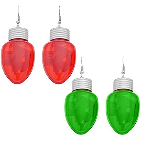 Flashing holiday bulb earrings 2 pairs (1 green pair 1 red ) Cover