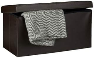 Relaxdays, Marrón Banco Asiento Plegable Cuero Sintético, 38x78x38 cm, tela, 38 x 76 x 38 cm
