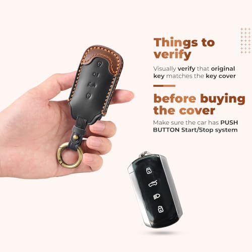 Image of keyzone Leather Key Cover for Tata Harrier, Safari, Sierra, Curvv, Curvv EV Smart Key.