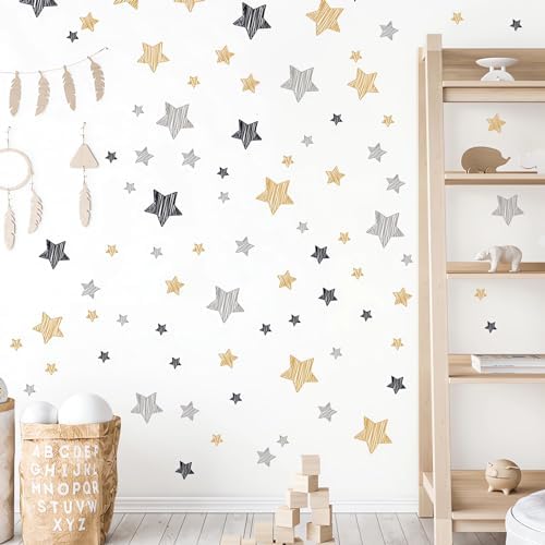 Gold Black Gray Stars Wall Stickers, sacinora DIY Polka Dot