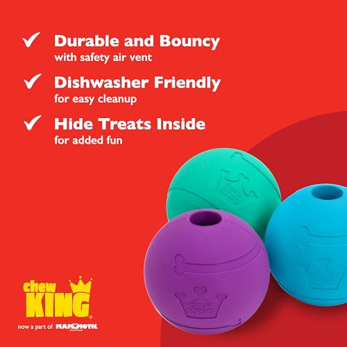 Chew King Apportierbälle, extrem haltbar, Naturkautschuk, 3 Stück – 7,6 cm Bälle (CM-0263-CS01)