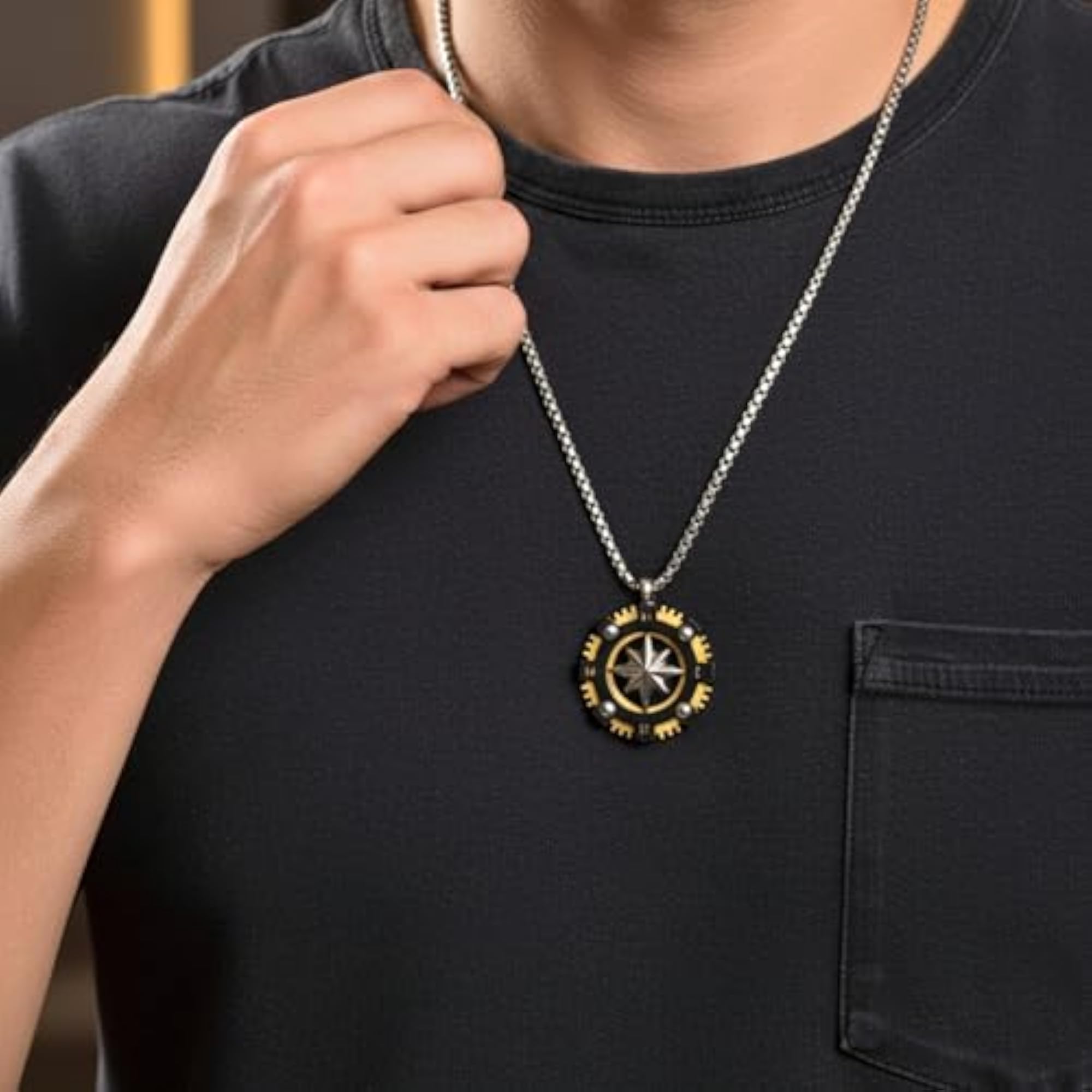 Boys' Titanium Steel Pendant with 22inch Round Box Chain