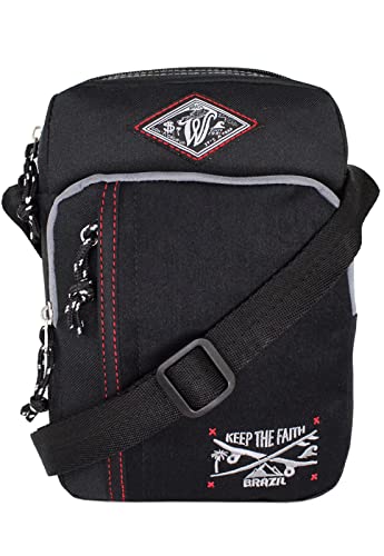 Bolsa Tiracolo Transversal de Nylon Masculina Preta
