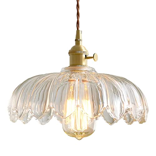 Lumiere suspension verre fleur abat-jour retro pour eclairer un salon sombre