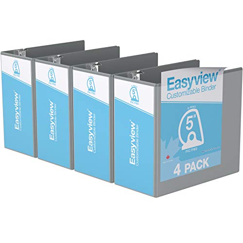 Easyview Premium, Angle D Ring, Customizable, View Binder, 4 Pack (5