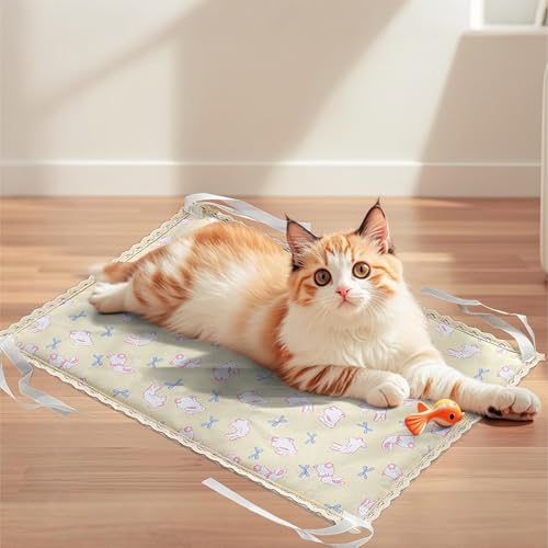 犬用クーリングマット,ペット冷却パッド | 四隅ロープ付き両面アイスマット 犬猫用ペット用品 屋内屋外用 ベッド・ソファ・ケージ用
