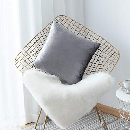 Home Brilliant Large Cushion Cover Soft Velvet Solid Throw Euro Pillow Sham for Floor, 26 x 26(66x66cm), Gun Metal Grey