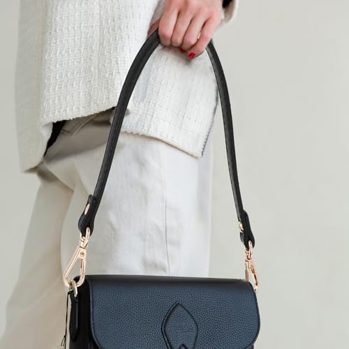 Nogeqi 2 Stück Kurz Taschengurt 41 cm Schmal Taschengriffe PU Taschenriemen Schulterriemen Leder Taschenhenkel, Ersatz Handtaschenriemen für Damen Taschen Handtaschen Geldbörse - Schwarz, Braun
