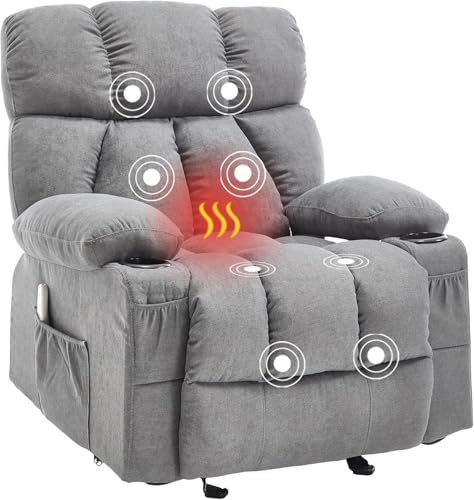 Massage Rocker Recliner Chair with Heat and Vibration Ergonomic Rocking Lounge Chair for Living Room...