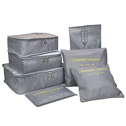 Packing Cubes-Multi-Functional Luggage Organizer Travel Packing Cubes Bags Travel Storage Bags with Shoe Bag 7Pcs