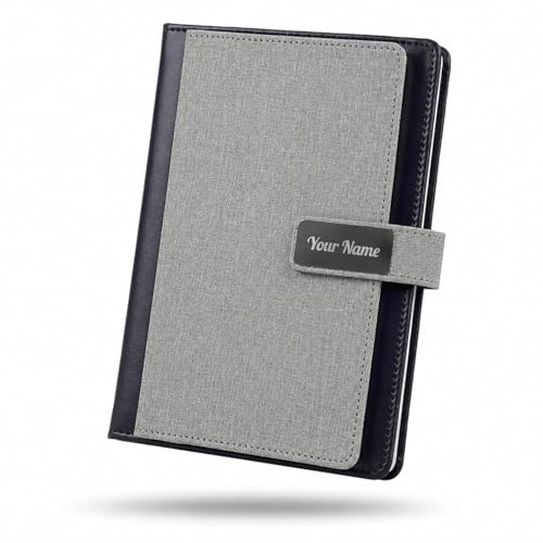 Image of Personalied A5 Executive Diary Organizer with Card or Cash Slot, Magnetic flap & Pen Loop |Premium Personal Organizer for Office | journel Diary For Men & Women | Executive Diaries | Diary for Personal Use | Journal Notebook (Black grey)