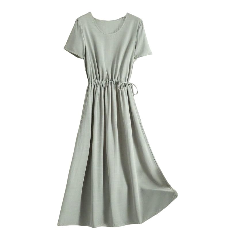 Robe mi-longue en lin et coton anti-transpiration pour rester fraîche tout l'été