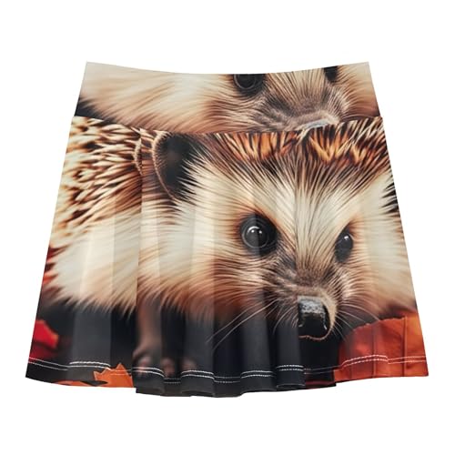 Uniform Athletic Shorts Girls Skorts Toddlers Tennis Skirts Pleated Cute Hedgehog Fall Leaf Autumn 4t
